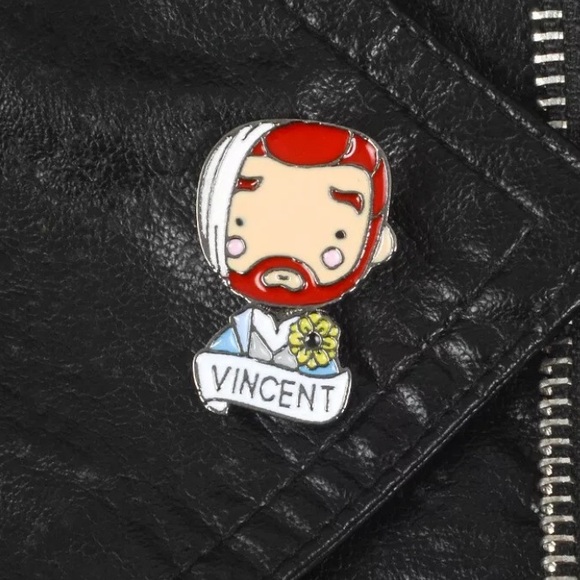 Vincent Metal Enamel Pin Art NWOT Artist - Picture 4 of 5